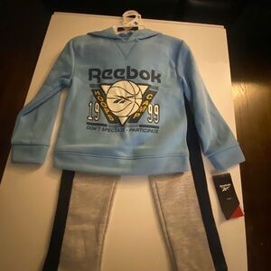 Reebok Kids Blue Hoodie and Gray Bottoms Set